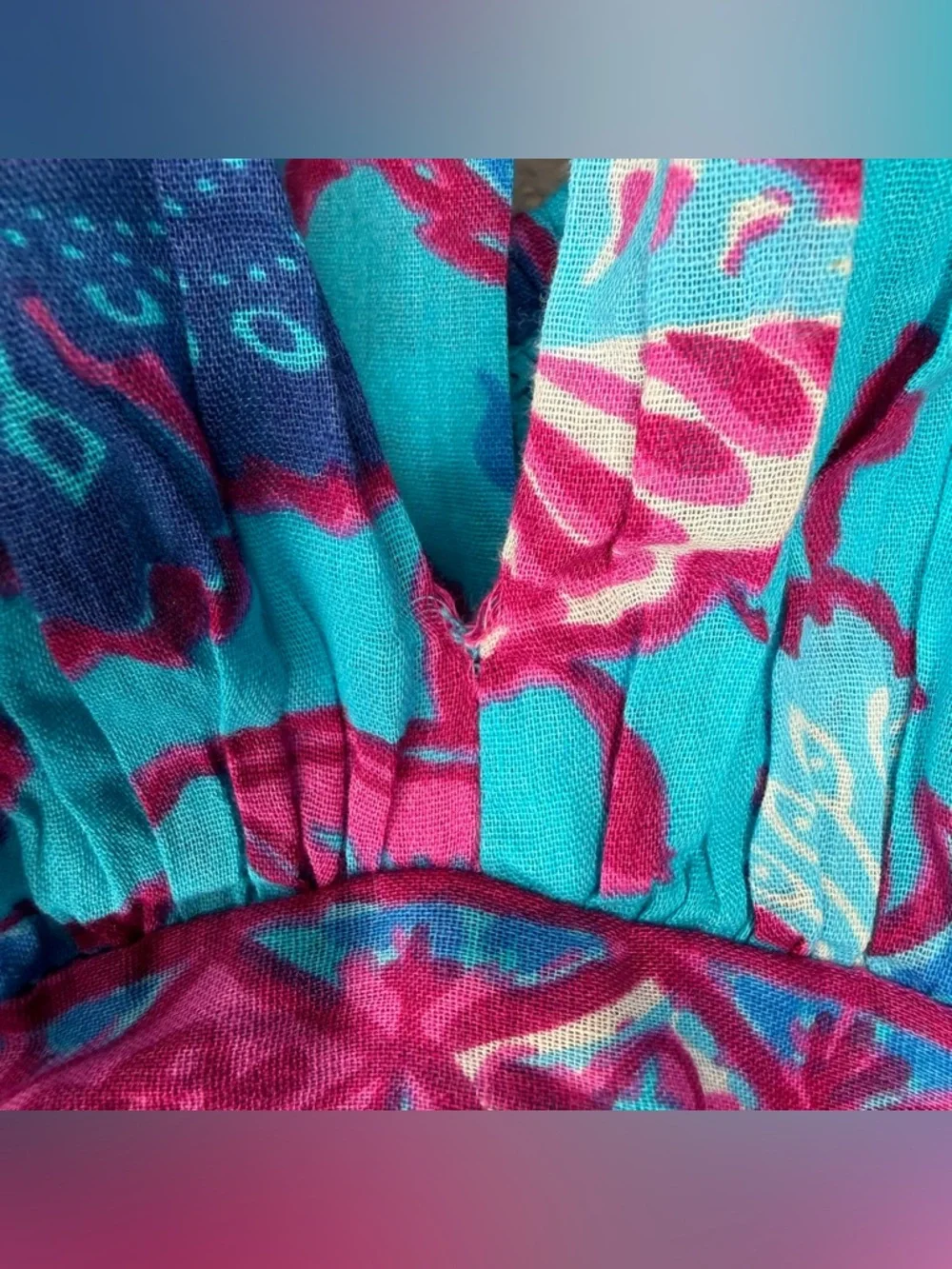 Caroline Constas Criss Cross Halter Floral Maxi Dress Size Small Turquoise Blue